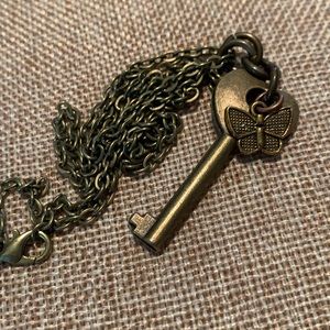 Butterfly Key Necklace 24” Chain Handmade